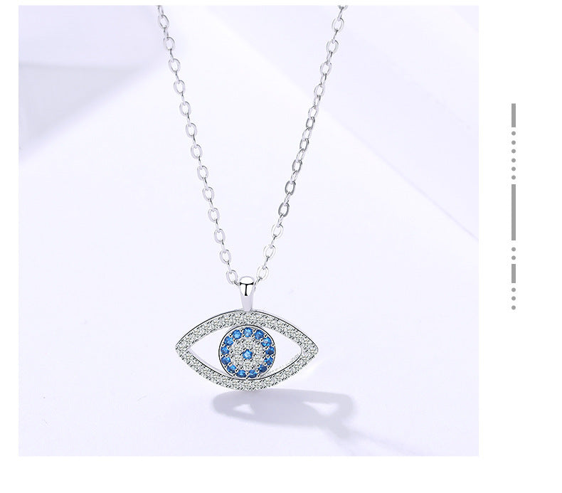 925 Sterling Silver Evil Eye Necklace | Handcrafted Eye Pendant in Platinum Finish