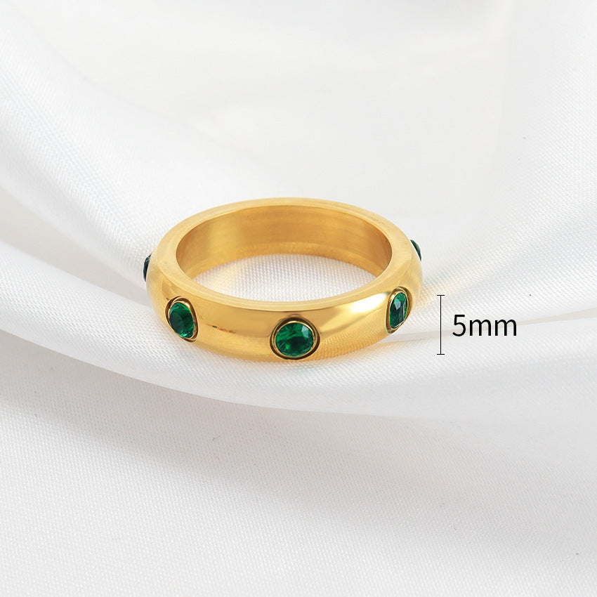Fashion Simple Rhinestone Stainless Steel Ring | Fade-Resistant Geometric Design