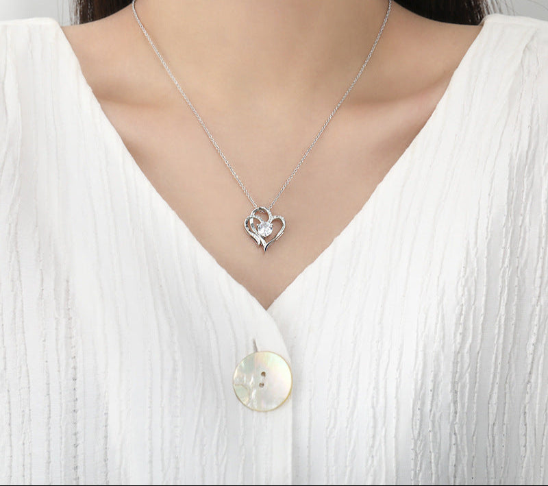 Double Heart Zircon Necklace – Rose & White Gold | AdoraVive