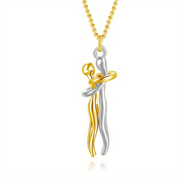 Love Hug Necklace – Unisex Couple Pendant | Romantic Clavicle Chain