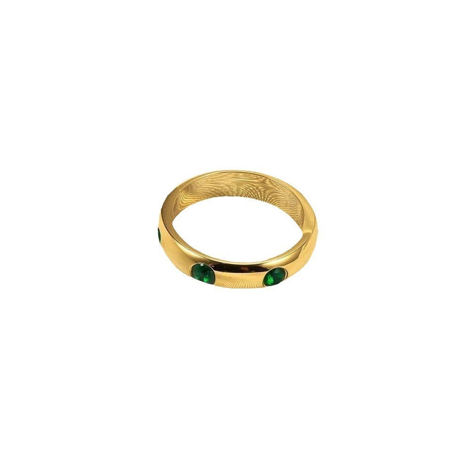 Fashion Simple Rhinestone Stainless Steel Ring | Fade-Resistant Geometric Design