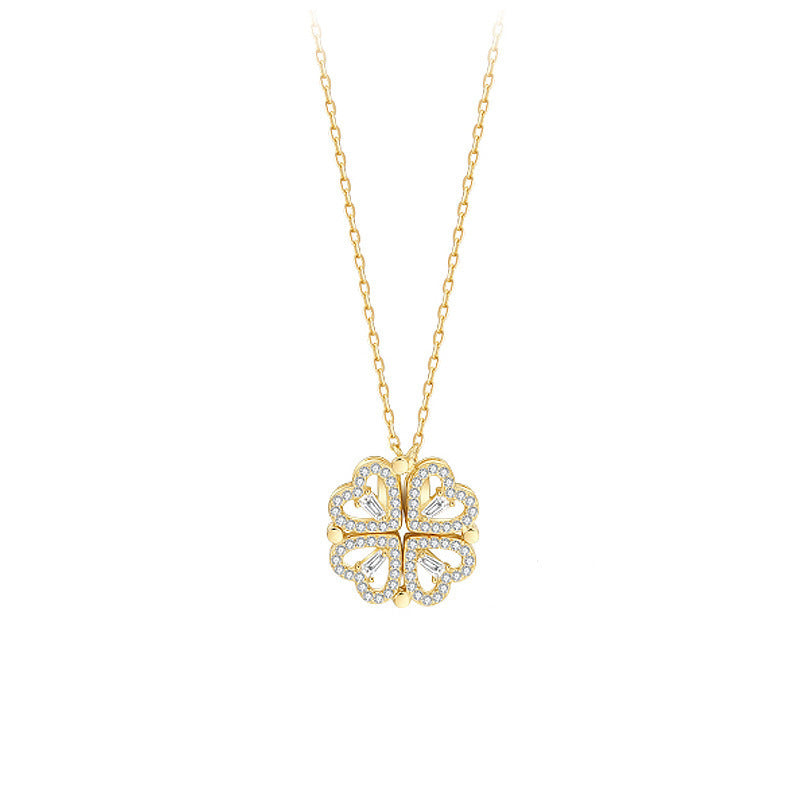 4-in-1 Magnetic Four-Leaf Clover Necklace | Transformable Titanium Heart Pendant