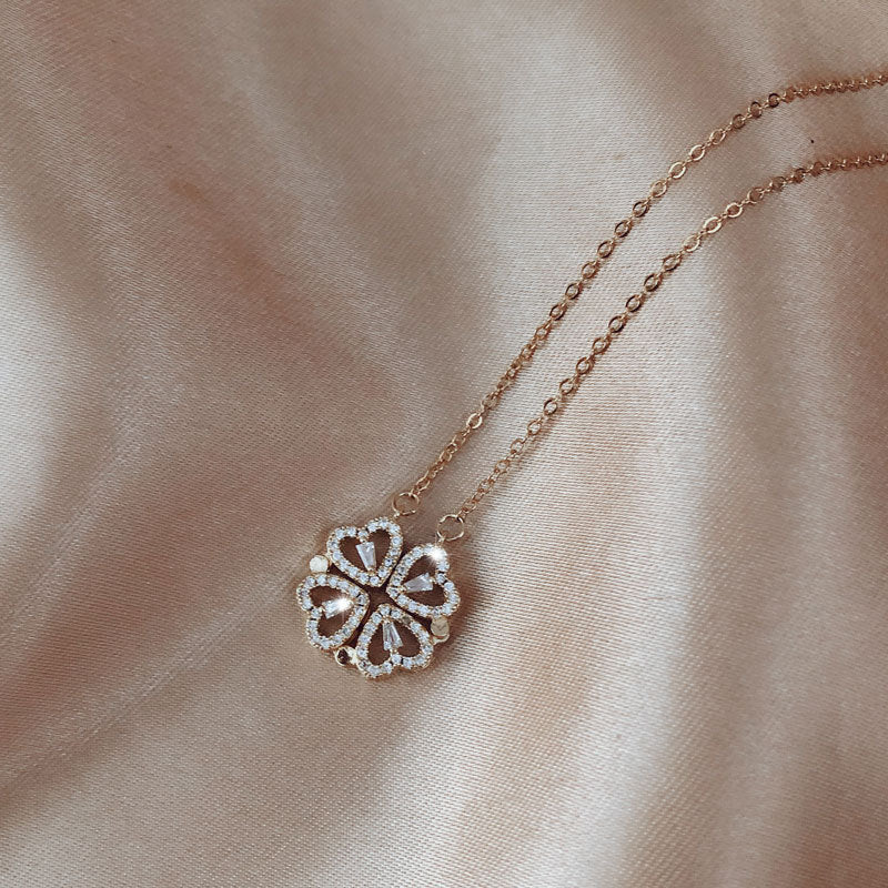 4-in-1 Magnetic Four-Leaf Clover Necklace | Transformable Titanium Heart Pendant