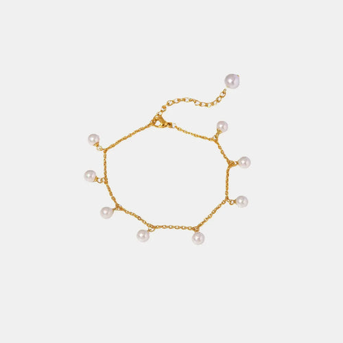 18K Gold-Plated Pearl Charm Anklet | Elegant Summer Jewelry