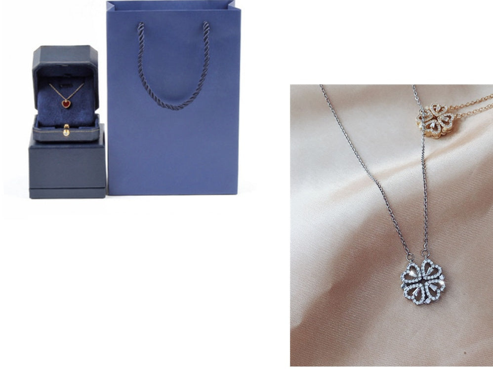4-in-1 Magnetic Four-Leaf Clover Necklace | Transformable Titanium Heart Pendant