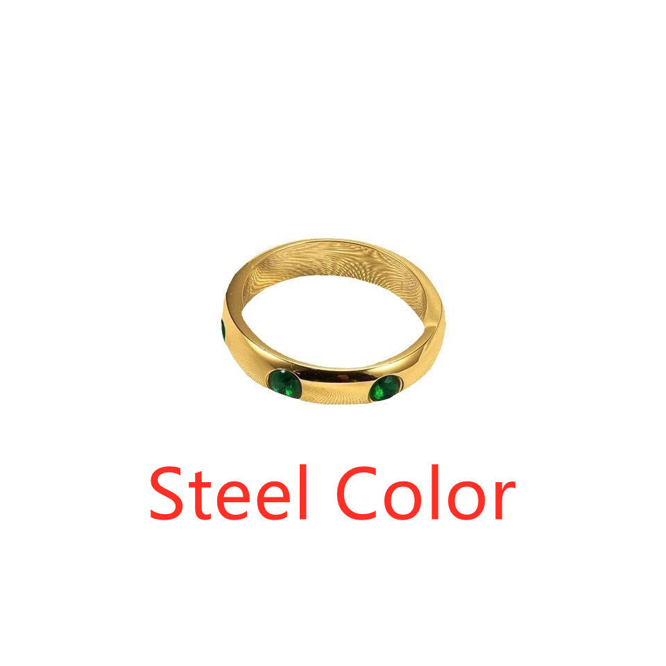 Fashion Simple Rhinestone Stainless Steel Ring | Fade-Resistant Geometric Design
