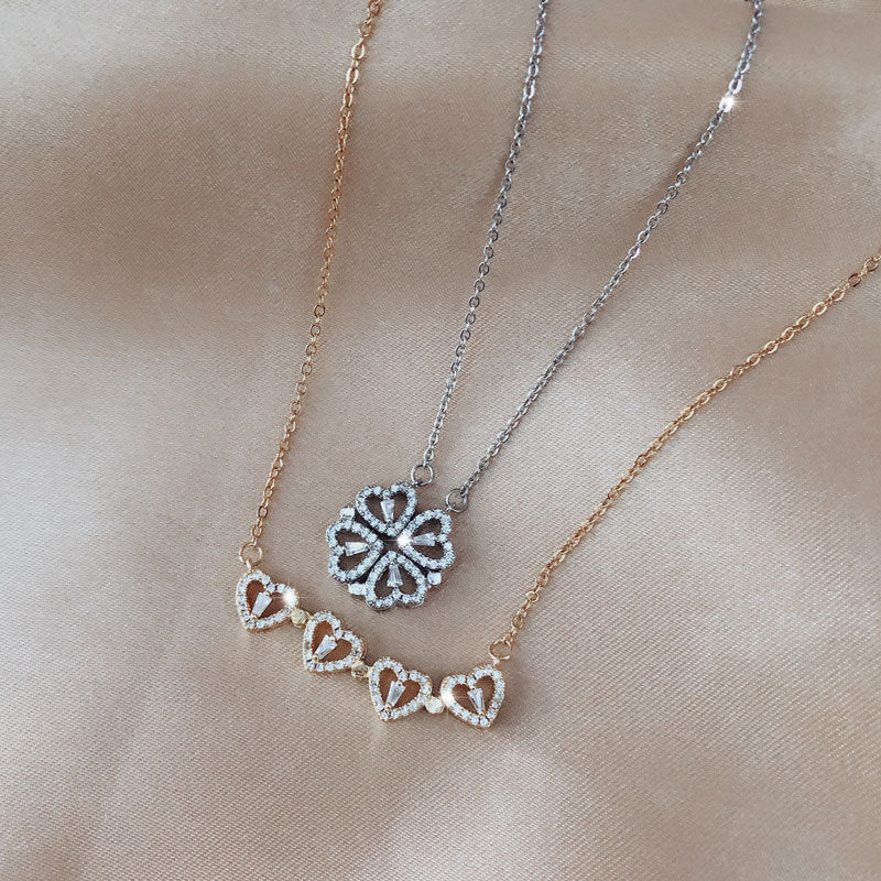 4-in-1 Magnetic Four-Leaf Clover Necklace | Transformable Titanium Heart Pendant