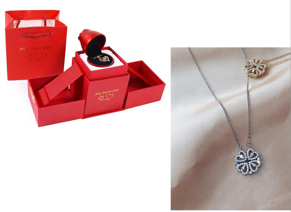 4-in-1 Magnetic Four-Leaf Clover Necklace | Transformable Titanium Heart Pendant