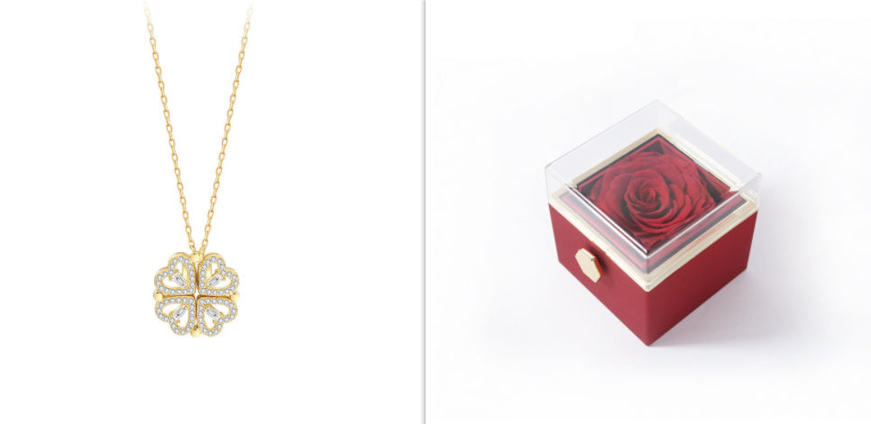 4-in-1 Magnetic Four-Leaf Clover Necklace | Transformable Titanium Heart Pendant