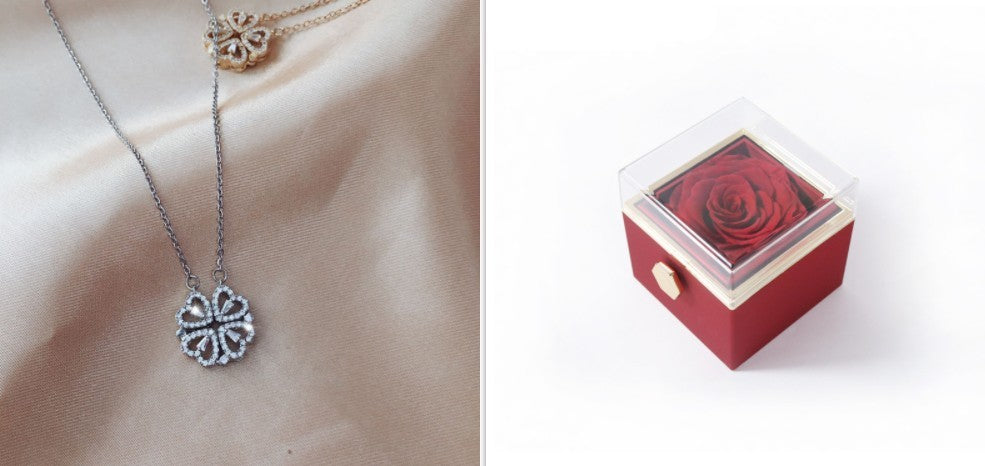 4-in-1 Magnetic Four-Leaf Clover Necklace | Transformable Titanium Heart Pendant